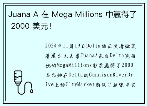 Juana A 在 Mega Millions 中赢得了 2000 美元！